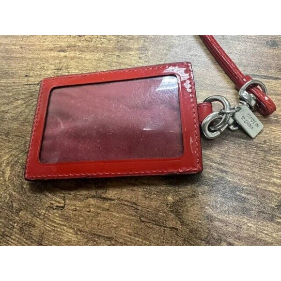 Vintage Coach Patent Leather Lanyard Badge Holder Red With Monkey - Picture 4 of 11